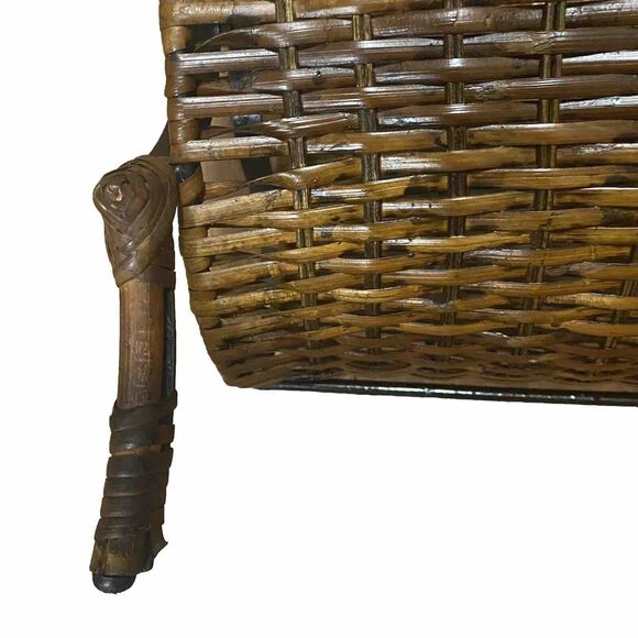 Wicker Rattan Bamboo Cane Wrought Iron Vintage Towel Magazine Rack MCM Bohemian - Picture 15 of 16